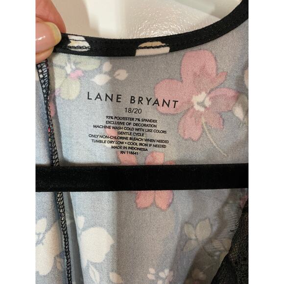 Lane Bryant Long Sleeve Black Floral V-Neck Tunic Top Size 18 / 20 - Picture 3 of 7